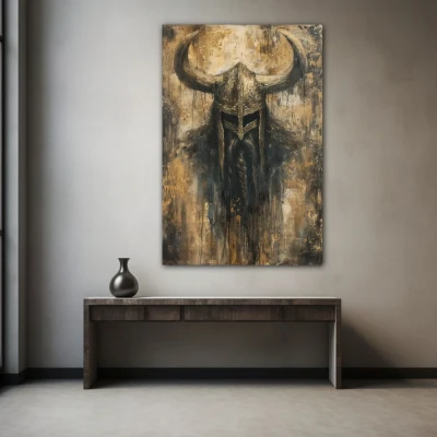 Wall Art titled: Ragnar Heraldsen in a Vertical format with: Brown, and Monochromatic Colors; Decoration the Grey Walls wall