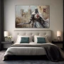 Wall Art titled: Steel and Creed in a Horizontal format with: Grey, Brown, and Red Colors; Decoration the Bedroom wall