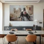 Wall Art titled: Steel and Creed in a Horizontal format with: Grey, Brown, and Red Colors; Decoration the Living Room wall