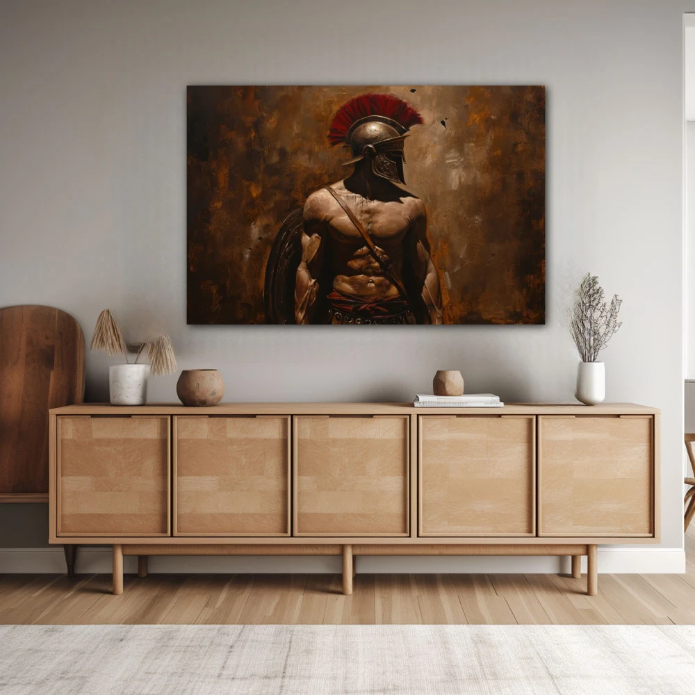 Wall Art titled: Ancestral Guardian in a Horizontal format with: and Brown Colors; Decoration the Sideboard wall