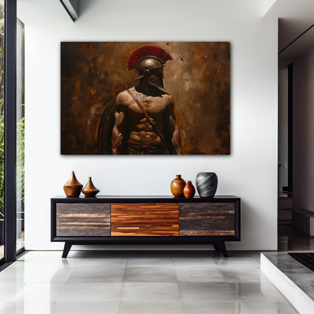 Wall Art titled: Ancestral Guardian in a Horizontal format with: and Brown Colors; Decoration the Entryway wall