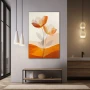 Cuadro Auroras Florales en formato vertical con colores Naranja, Monocromático; Decorando pared de Baño