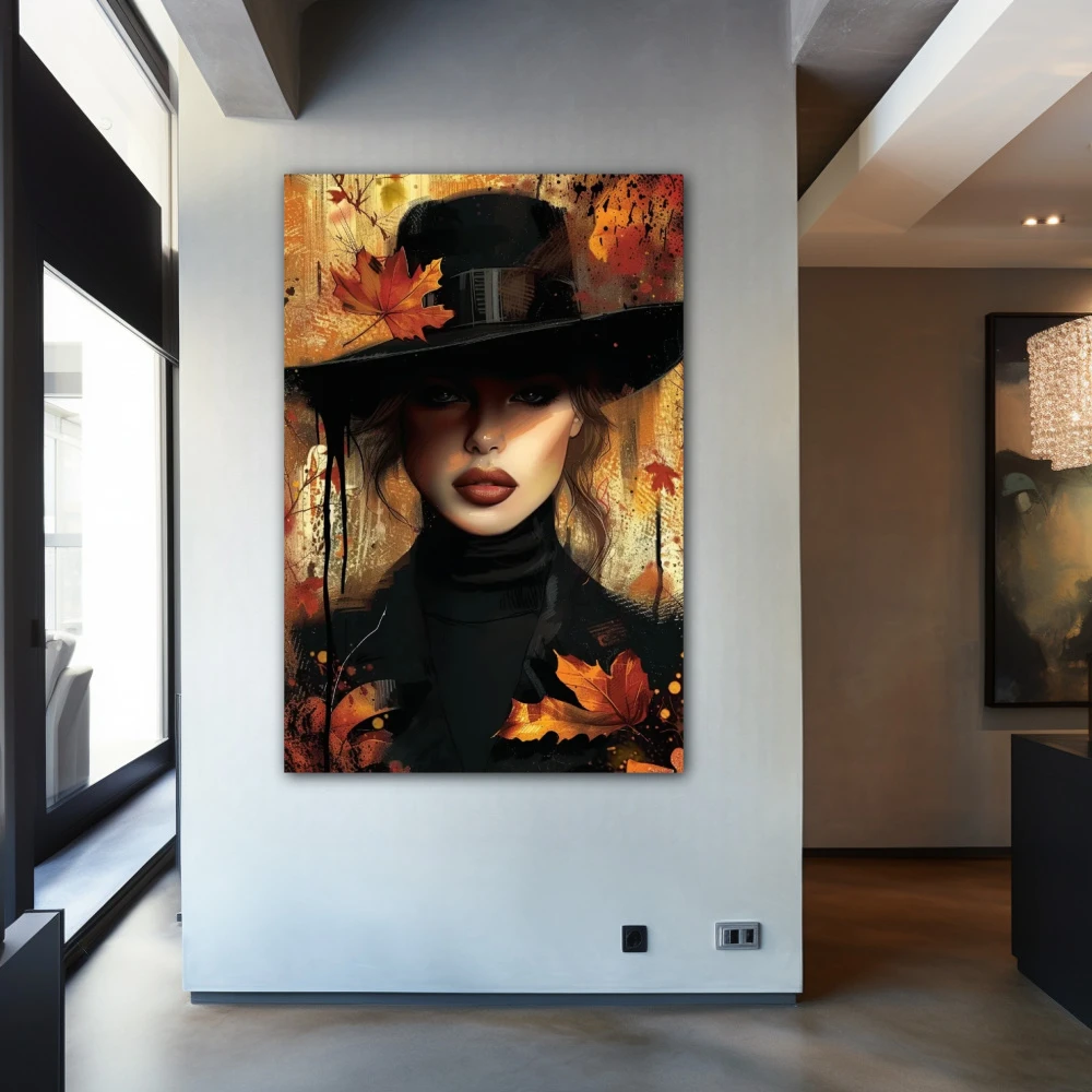 Wall Art titled: November Muse in a Vertical format with: Brown, and Black Colors; Decoration the Entryway wall