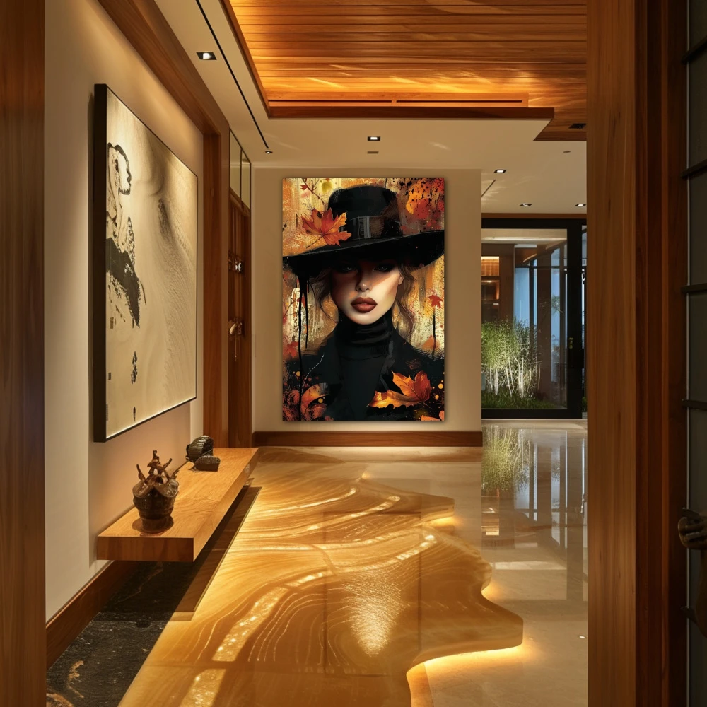 Wall Art titled: November Muse in a Vertical format with: Brown, and Black Colors; Decoration the Hallway wall