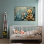 Cuadro Oso entre Mariposas Eternas en formato horizontal con colores Azul, Blanco, Marrón; Decorando pared de Dormitorio Bebe