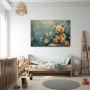 Cuadro Oso entre Mariposas Eternas en formato horizontal con colores Azul, Blanco, Marrón; Decorando pared de Dormitorio Infantil