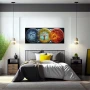 Cuadro Las estaciones vibrantes en formato apaisado con colores Amarillo, Azul, Naranja; Decorando pared de Habitación dormitorio