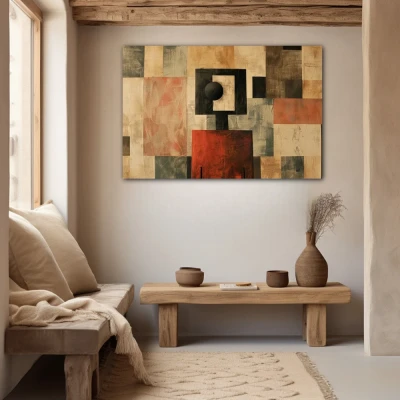 Cuadro Espejismos de una Mente Cuadrada en formato horizontal con colores Marrón, Beige; Decorando Pared beige