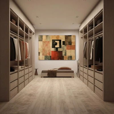 Cuadro Espejismos de una Mente Cuadrada en formato horizontal con colores Marrón, Beige; Decorando pared de Vestidor