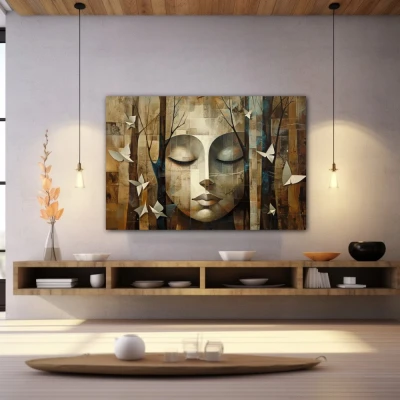 Wall Art titled: Awareness of Nature in a  format with: Grey, and Brown Colors; Decoration the Wellbeing wall