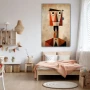 Wall Art titled: Lucas Smile in a Vertical format with: Orange, and Beige Colors; Decoration the Nursery wall