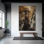 Wall Art titled: Autumn of Unyielding Honor in a Vertical format with: Grey, and Brown Colors; Decoration the Gym wall