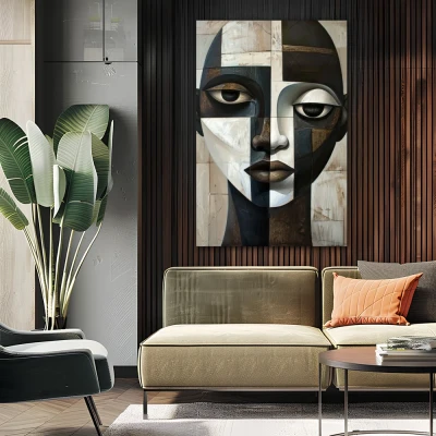 Wall Art titled: Dissociated Harmony in a format with: white, Brown, and Beige Colors; Decoration the Above Couch wall Wall Art titled: Dissociated Harmony in a format with: white, Brown, and Beige Colors; Decoration the Above Couch wall