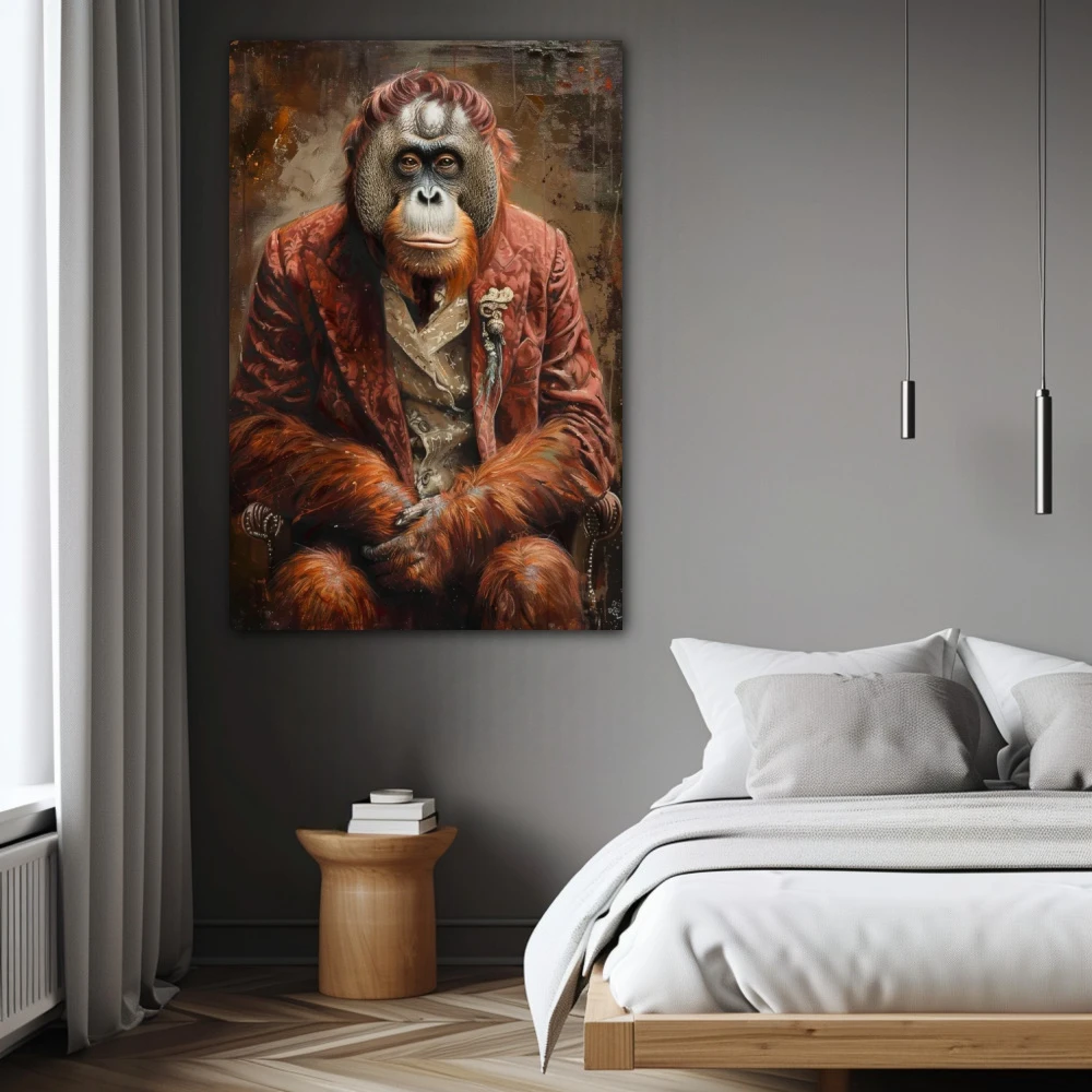 Wall Art titled: Aristocrat of the Jungle in a Vertical format with: and Brown Colors; Decoration the Bedroom wall