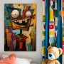 Wall Art titled: Fragments of Joy in a Vertical format with: Blue, and Brown Colors; Decoration the Nursery wall