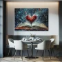 Wall Art titled: Treasures of Knowledge in a Horizontal format with: Blue, and Red Colors; Decoration the Kitchen wall