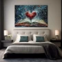 Wall Art titled: Treasures of Knowledge in a Horizontal format with: Blue, and Red Colors; Decoration the Bedroom wall