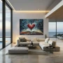 Wall Art titled: Treasures of Knowledge in a Horizontal format with: Blue, and Red Colors; Decoration the Living Room wall
