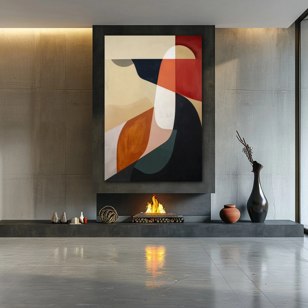 Wall Art titled: The Well-Deserved Rest in a Vertical format with: Grey, Brown, and Beige Colors; Decoration the Fireplace wall