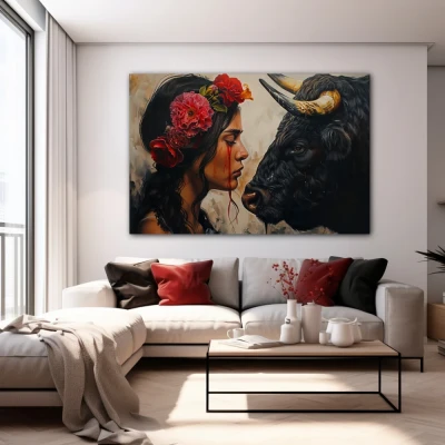 Wall Art titled: Reflection of Consciousness in a format with: Grey, and Red Colors; Decoration the White Wall wall Wall Art titled: Reflection of Consciousness in a format with: Grey, and Red Colors; Decoration the White Wall wall
