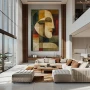 Wall Art titled: Fragments of Thought in a Vertical format with: Brown, and Beige Colors; Decoration the Living Room wall