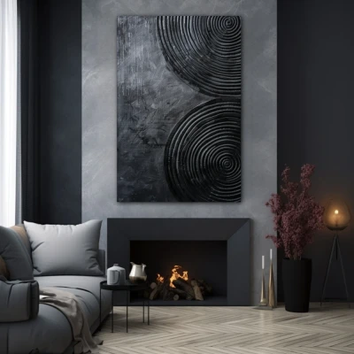 Wall Art titled: Spiral of Silence in a  format with: Black, and Monochromatic Colors; Decoration the Grey Walls wall