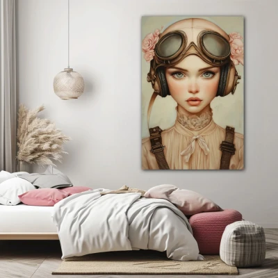 Wall Art titled: Whispers of the Sky in a  format with: Pink, Beige, and Pastel Colors; Decoration the Bedroom wall