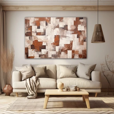 Wall Art titled: Pulchritudo in Abstractione in a  format with: white, and Brown Colors; Decoration the Beige Wall wall