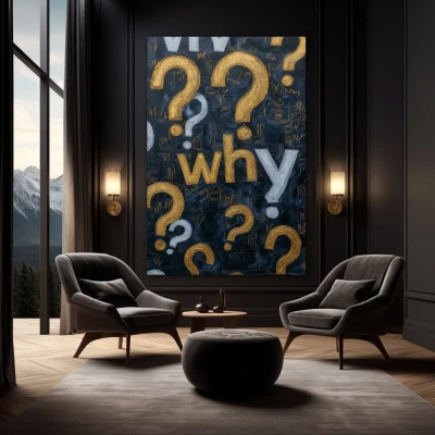 Wall Art titled: Critical Thinking in a Vertical format with: Golden, and Grey Colors; Decoration the Black Walls wall Wall Art titled: Critical Thinking in a Vertical format with: Golden, and Grey Colors; Decoration the Black Walls wall