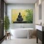 Wall Art titled: The Whisper of the Soul in a Horizontal format with: Yellow, and Green Colors; Decoration the Bathroom wall