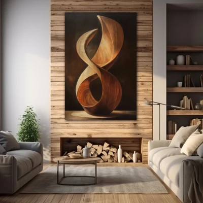 Wall Art titled: Timeless Spiral in a Vertical format with: and Brown Colors; Decoration the Wooden Walls wall