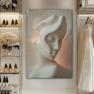 Cuadro suspiros de porcelana en formato vertical con colores pastel; decorando pared de vestidor