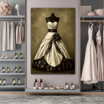 Wall Art titled: Vestiges of Lusso in a Vertical format with: white, and Brown Colors; Decoration the Dressing Room wall Wall Art titled: Vestiges of Lusso in a Vertical format with: white, and Brown Colors; Decoration the Dressing Room wall