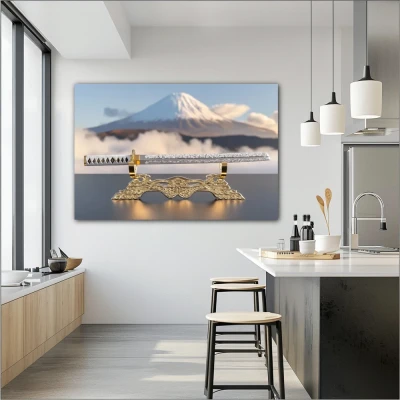 Wall Art titled: Essence of Honor in a  format with: white, Golden, and Grey Colors; Decoration the Kitchen wall