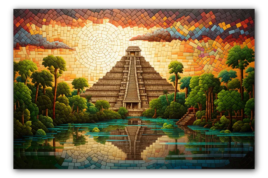 Cuadro titulado: Atardecer en Chichen Itza