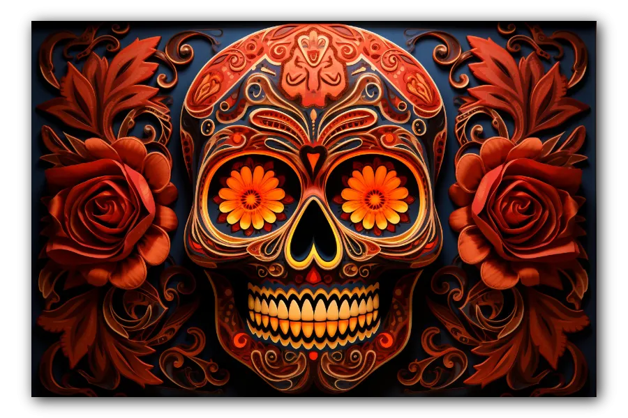 Cuadro titulado: Calavera de azúcar roja