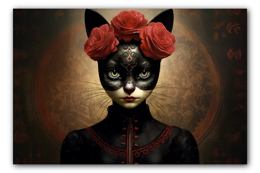 Cuadro titulado: Floral Feline Mystique