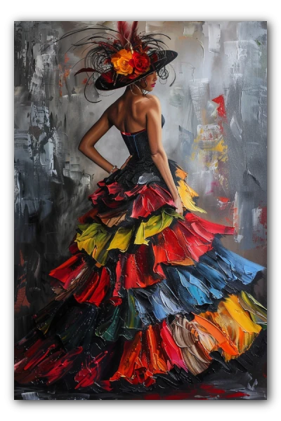 Cuadro Titulado: Vestido de colores ardientes