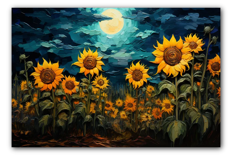 Cuadro titulado: Noche de Girasoles