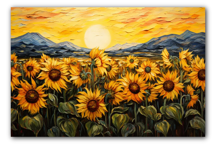 Cuadro titulado: Sinfonía de girasoles serenos