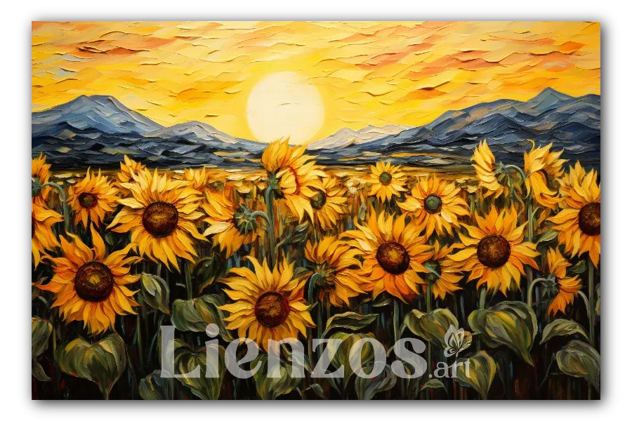 Cuadro titulado: Sinfonía de girasoles serenos Cuadro titulado: Sinfonía de girasoles serenos